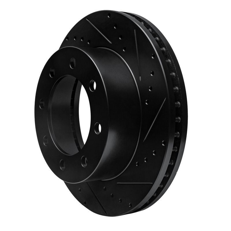 Ford F-250 Super Duty Brake Rotor (1) - Front Right - R1 Concepts - Drilled & Slotted - Black - `05-`12